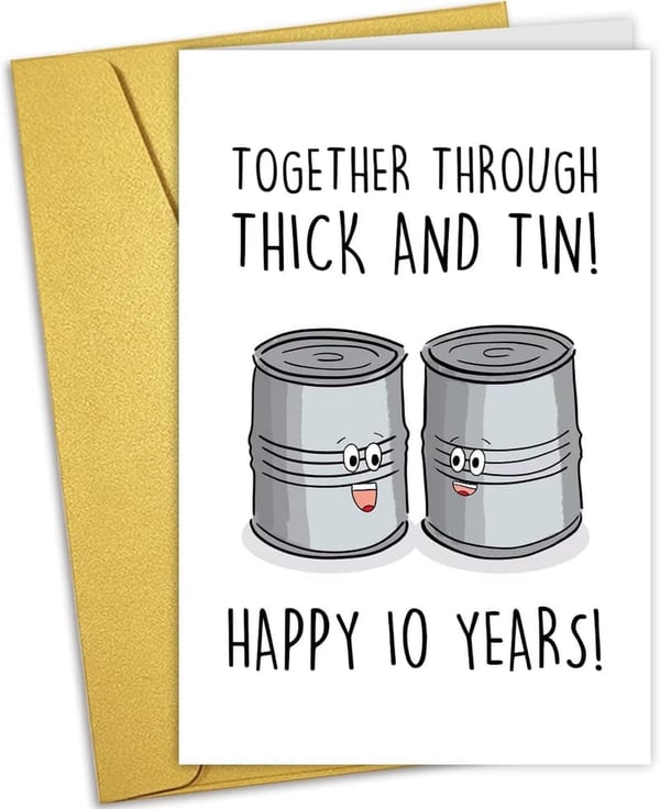 Tenth Anniversary Funny Tin Card for Couples