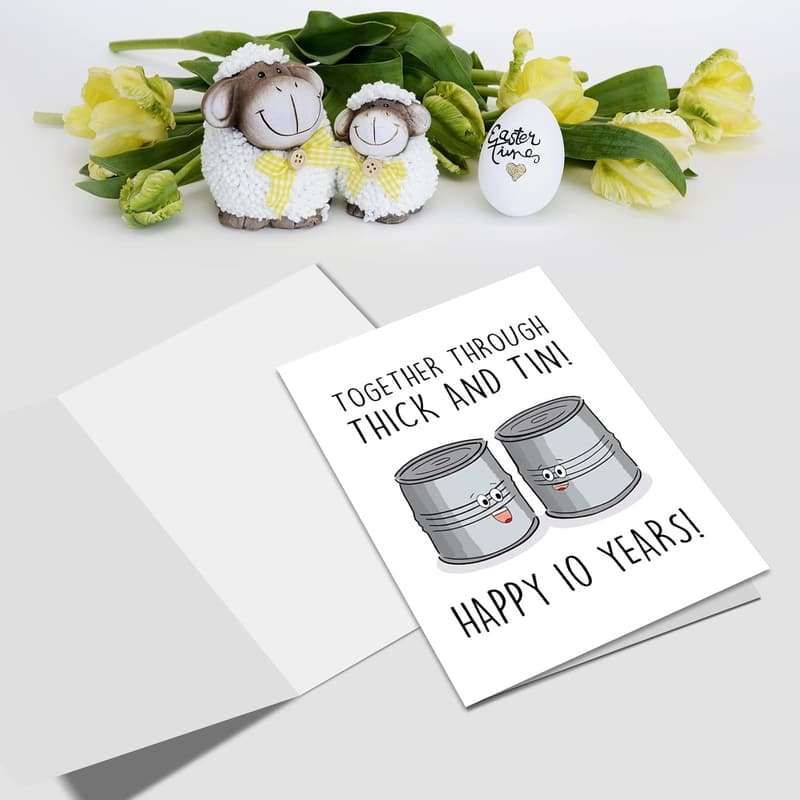 Tenth Anniversary Funny Tin Card for Couples