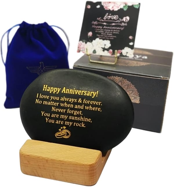 Happy Anniversary Rock for Couples - Romantic Wedding Gift