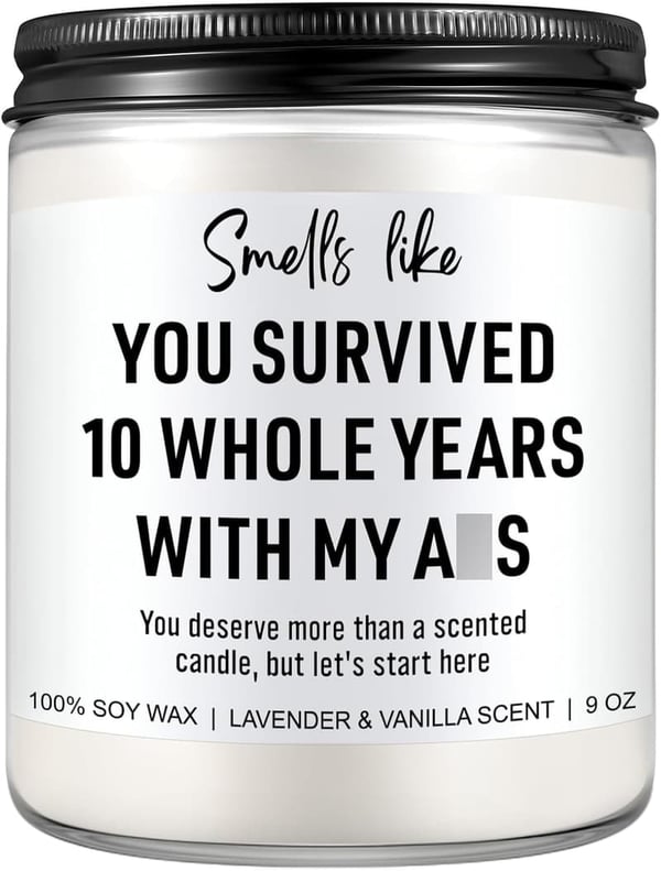 10th Anniversary Candle - Aluminum Gifts for Couples