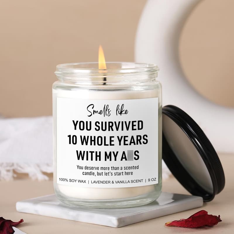 10th Anniversary Candle - Aluminum Gifts for Couples