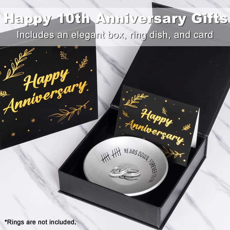 10th Anniversary Aluminum Ring Holder Dish for Couples