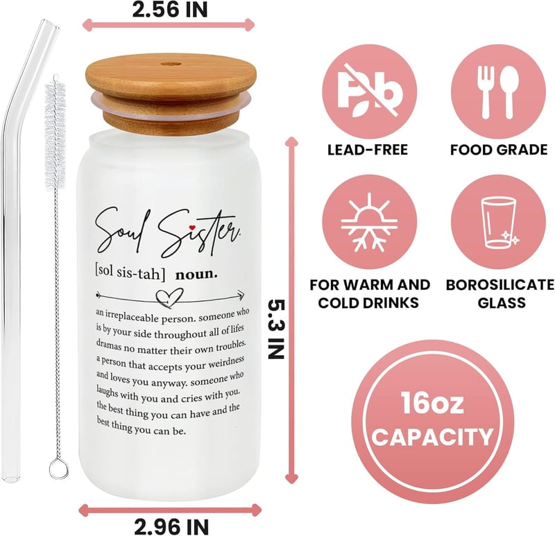 Friendship Gifts: 16 oz Can Glass for Women & Sisters