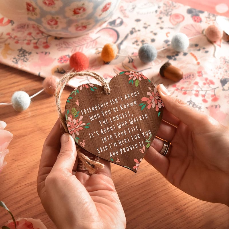 Sentimental Wooden Heart Gift for Best Friends