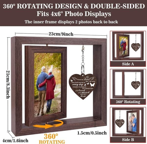 Memorial Picture Frame for Loss of Loved One - Holds Two 4x6 Photos