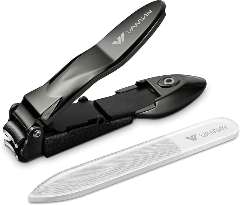 Stainless Steel Nail Clippers with Catcher & Glass File