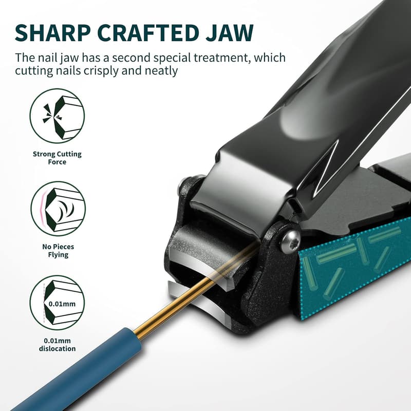 Stainless Steel Nail Clippers with Catcher & Glass File