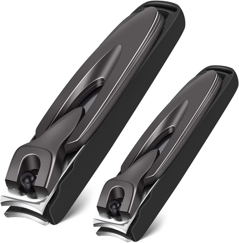 Professional Nail Clipper Set with Catcher – 2 Pack (Black)