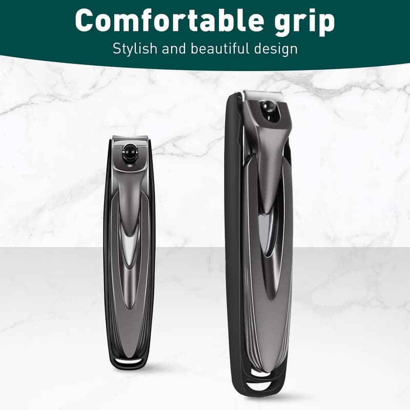 Professional Nail Clipper Set with Catcher – 2 Pack (Black)