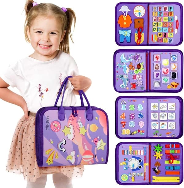 Montessori Toddler Busy Board - Educational Sensory Toy for Ages 2-5