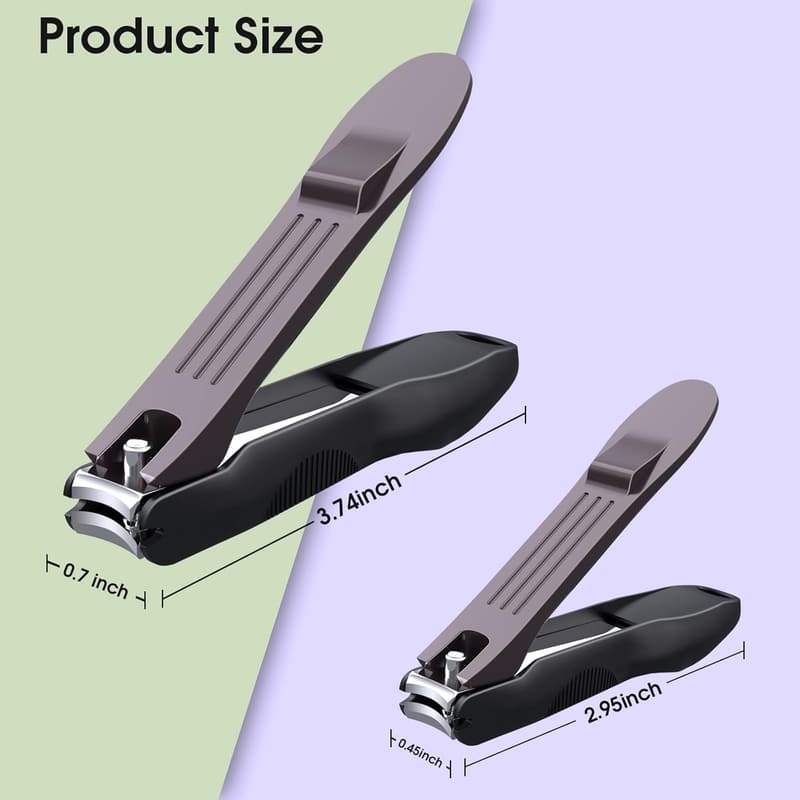 Nail Clipper Set with Catcher - Stainless Steel (2-Pack)