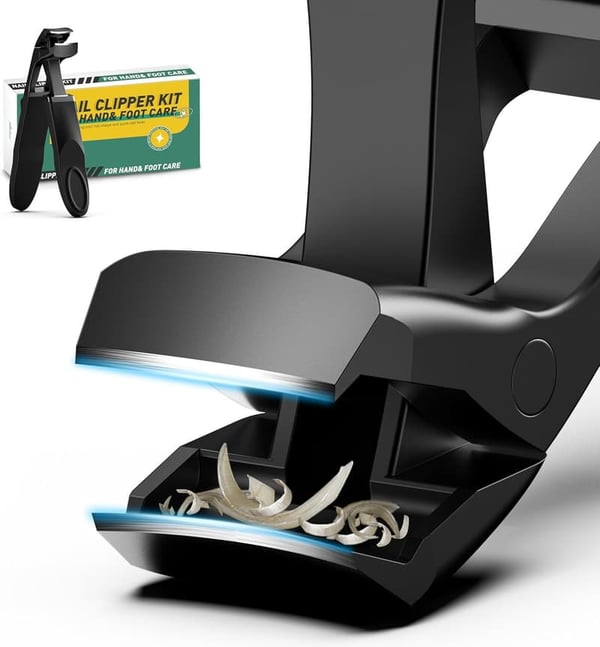 Heavy-Duty Angled Toe Nail Clippers for Men - Black