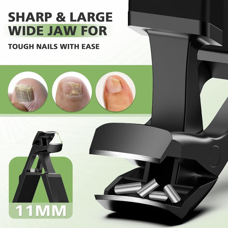 Heavy-Duty Angled Toe Nail Clippers for Men - Black