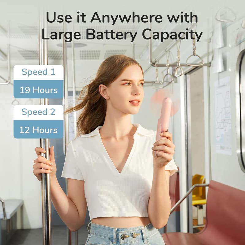 Portable 3-in-1 Mini Fan with Power Bank & Flashlight - Pink