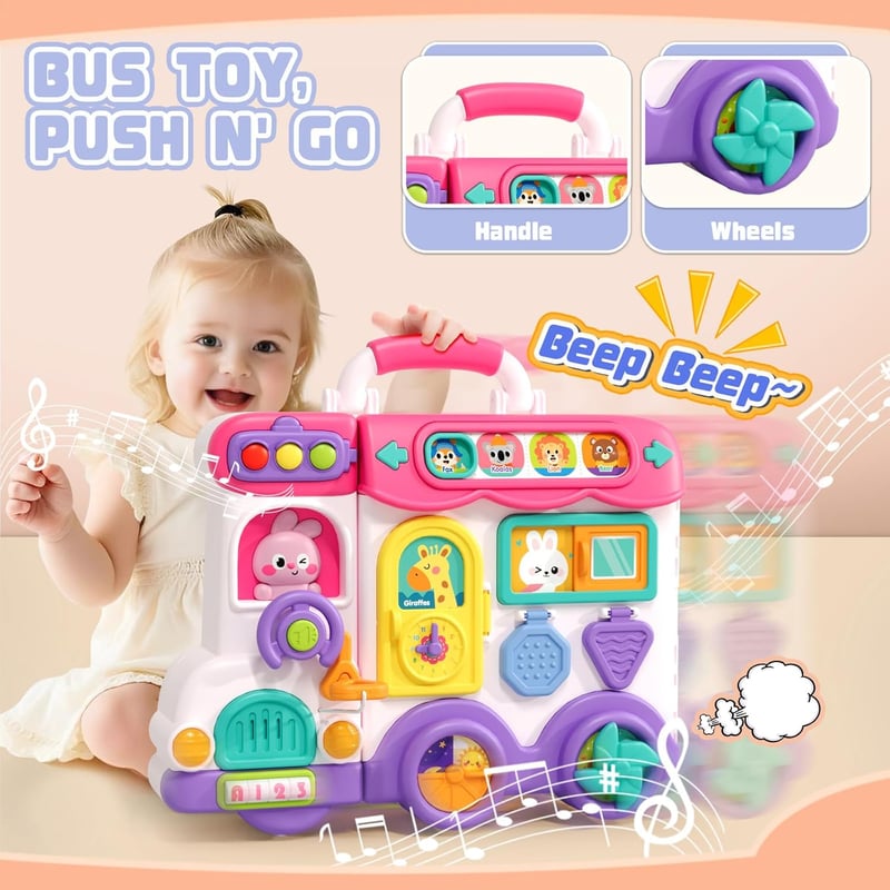 Montessori Musical Busy Board for Toddler Girls, 1-3 Years