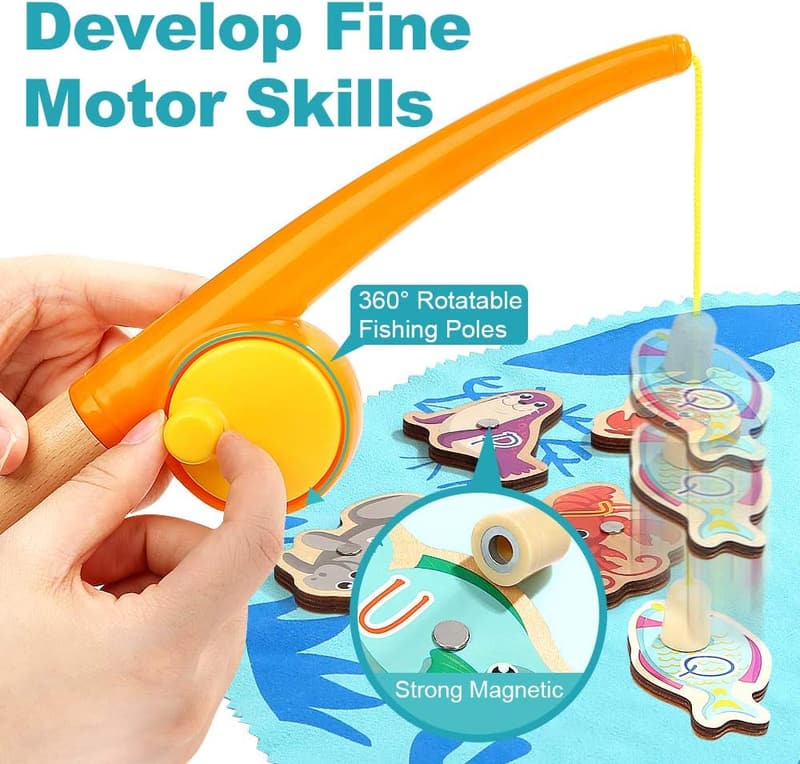Montessori Magnetic Fishing Game for Toddlers, 3+