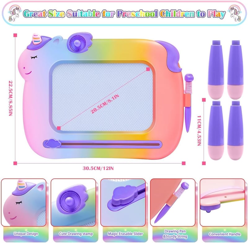 Magnetic Doodle Board for Toddlers, Educational Unicorn Toy