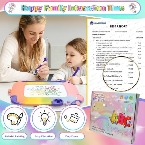 Magnetic Doodle Board for Toddlers, Educational Unicorn Toy