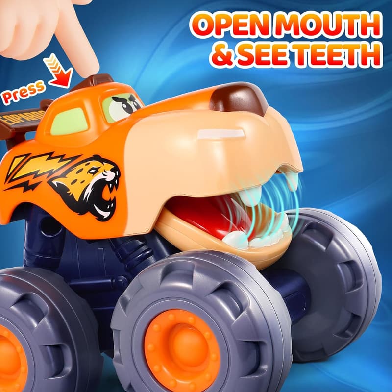 Pull Back Monster Truck Toy for 1-Year-Old Boys