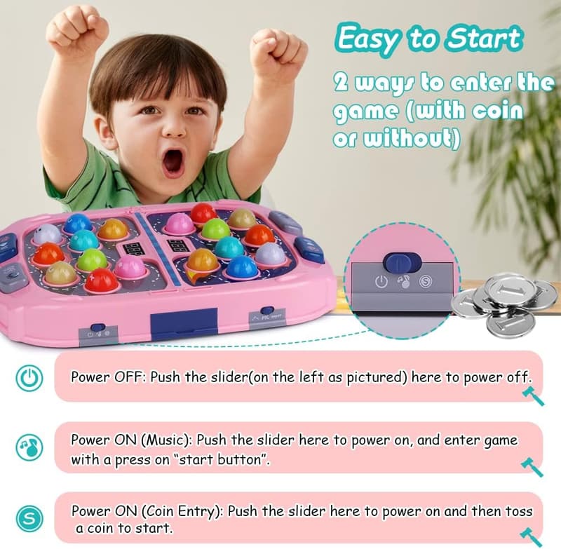 Interactive Whack-a-Mole Game for Kids Ages 3-12 with Sounds