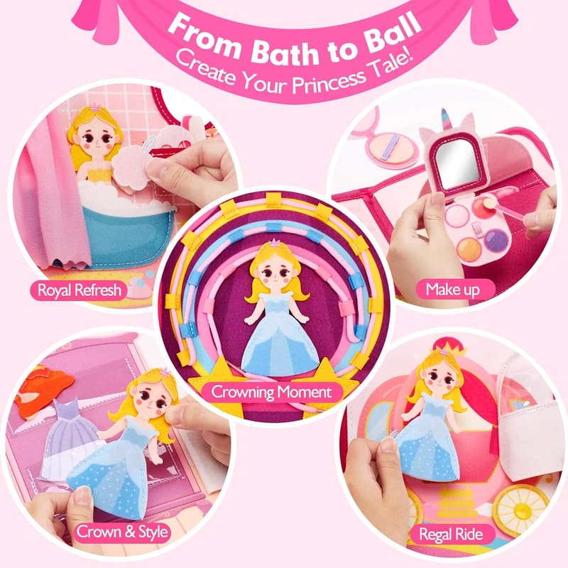 Princess Busy Board for Toddlers 3-5 - Montessori Quiet Toy