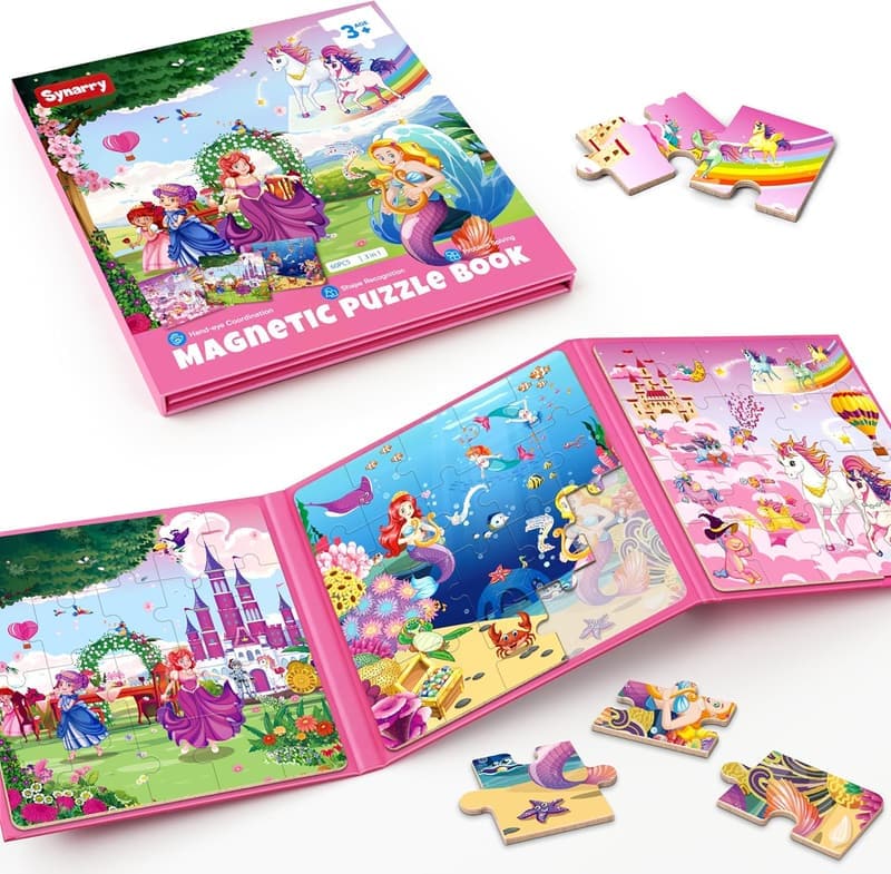 Unicorn Mermaid Princess Magnetic Travel Puzzles for Kids