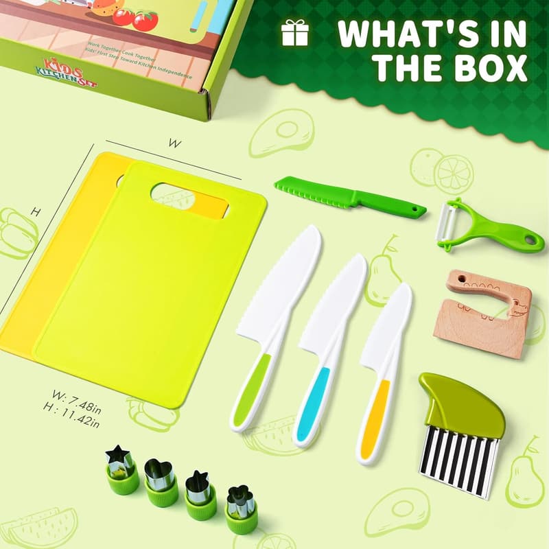 Montessori Kitchen Toy Set for Toddlers - 13 Piece Safe Cooking Set