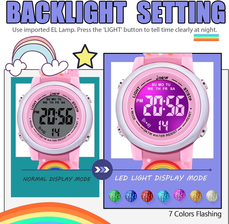 Waterproof 3D Cartoon Watches for Girls Age 3-12