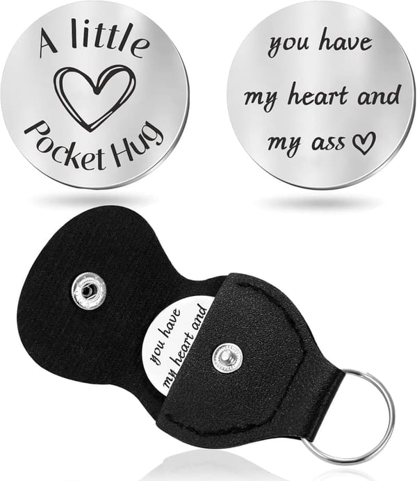 Long-Distance Couple Pocket Hug Token Keychain