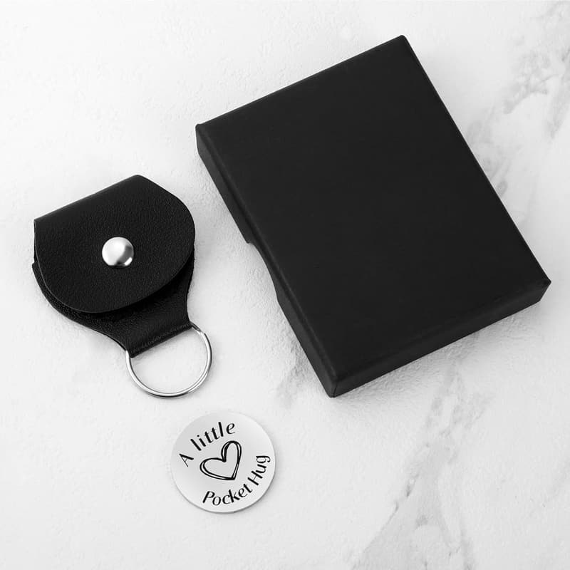 Long-Distance Couple Pocket Hug Token Keychain