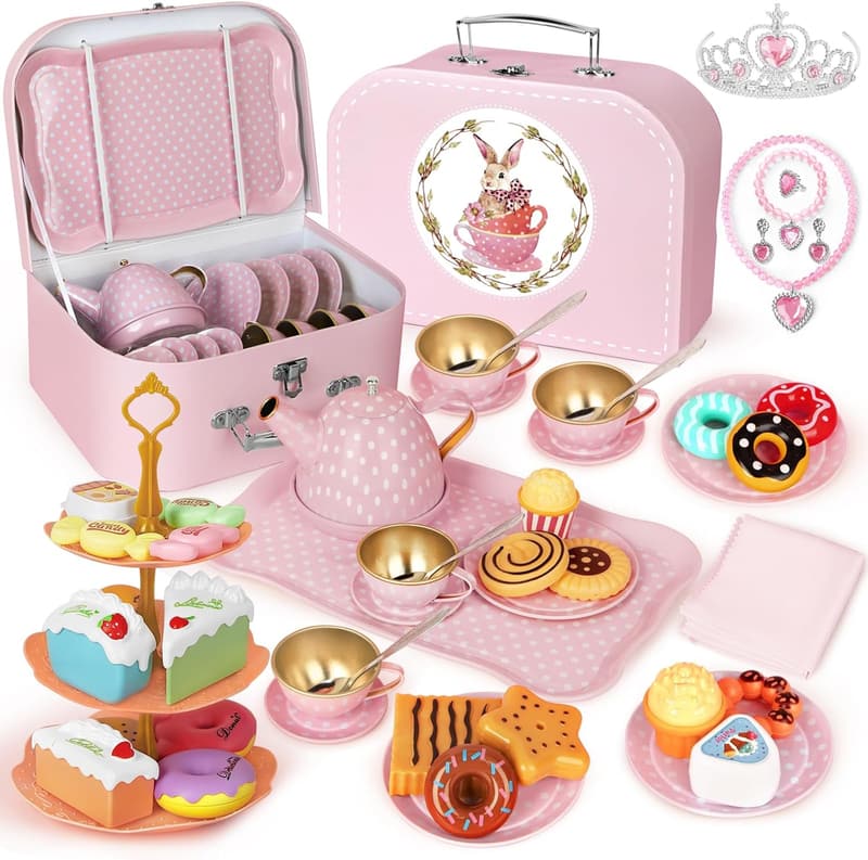 Princess Tea Party Set - 49PCS Kids' Pretend Playset, Age 3-8
