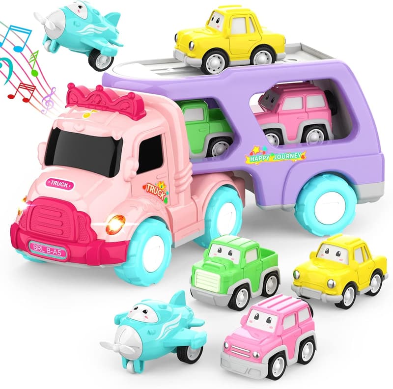 5-in-1 Carrier Truck Toy with Lights & Sounds for Toddlers