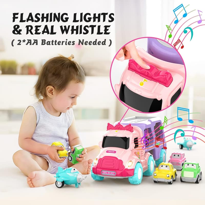 5-in-1 Carrier Truck Toy with Lights & Sounds for Toddlers