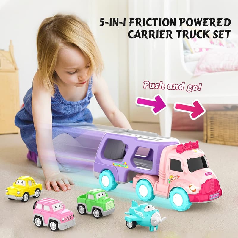 5-in-1 Carrier Truck Toy with Lights & Sounds for Toddlers