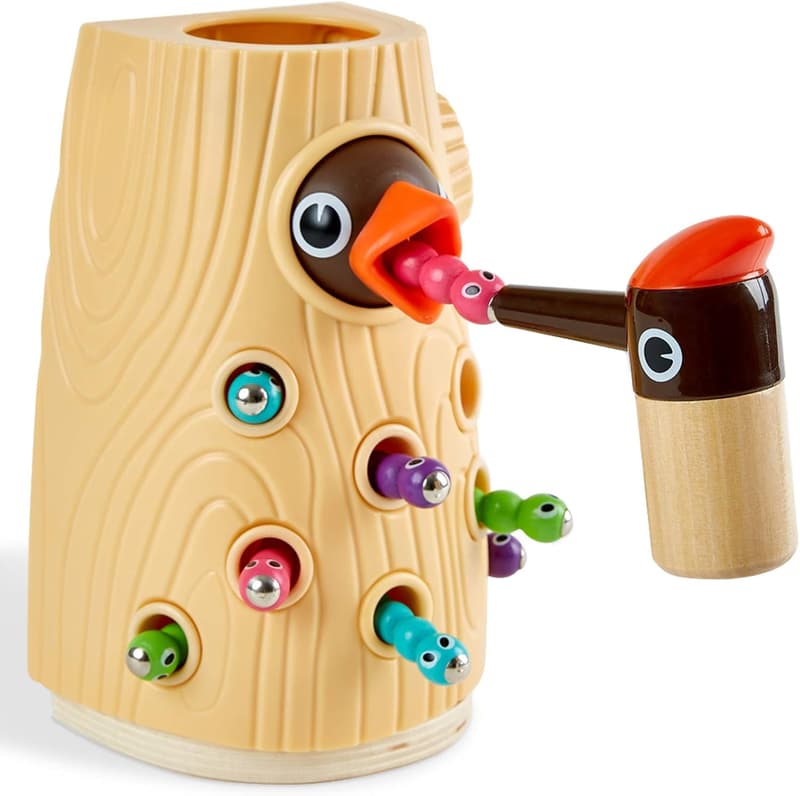 Wooden Magnetic Bird Feeding Game for Toddlers Age 2-4