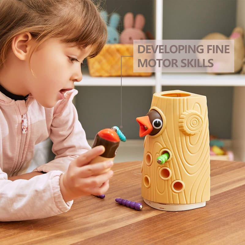 Wooden Magnetic Bird Feeding Game for Toddlers Age 2-4