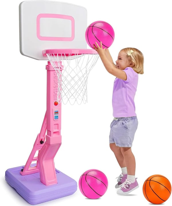 Adjustable Pink Basketball Hoop for Toddler Girls, Age 1-8