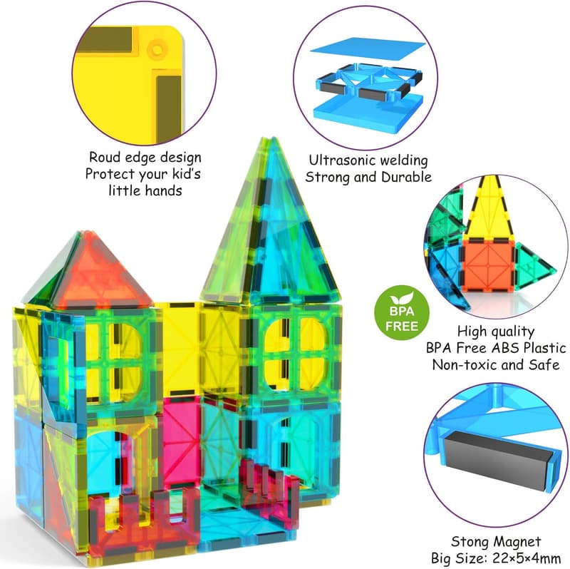 STEM Magnetic Building Tiles Set for Toddlers Ages 3+