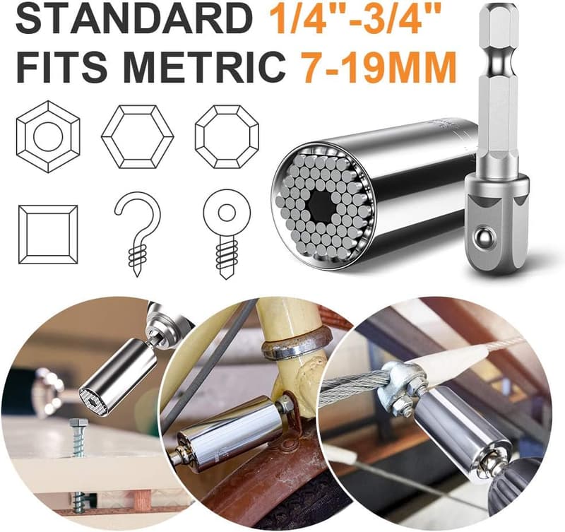 Universal Socket Tool Set with Power Drill Adapter for Dad