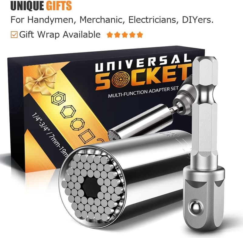 Universal Socket Tool Set with Power Drill Adapter for Dad