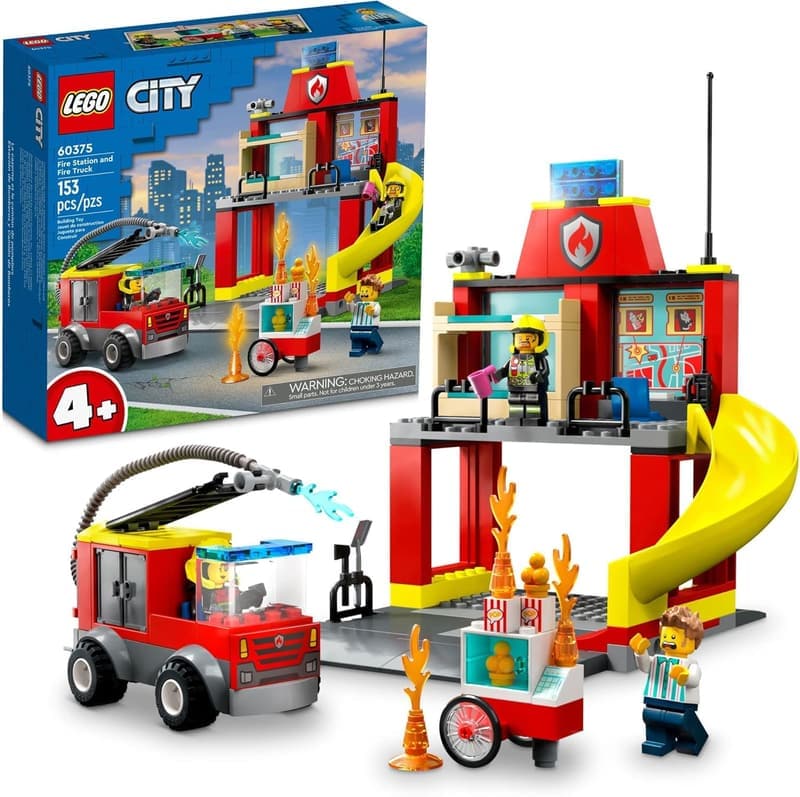 Lego City Fire Station Playset with Firefighter Minifigures, 60375