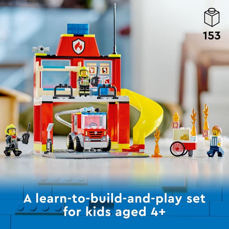 Lego City Fire Station Playset with Firefighter Minifigures, 60375