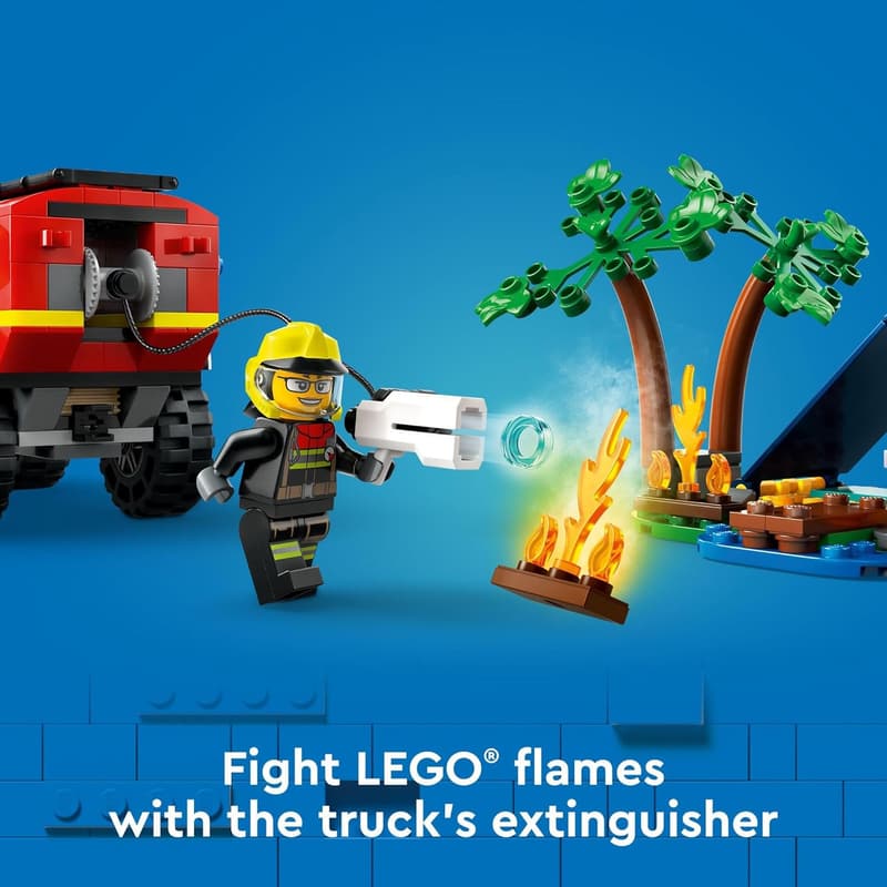 LEGO City 4x4 Fire Truck Set with Boat & Firefighter Minifigures