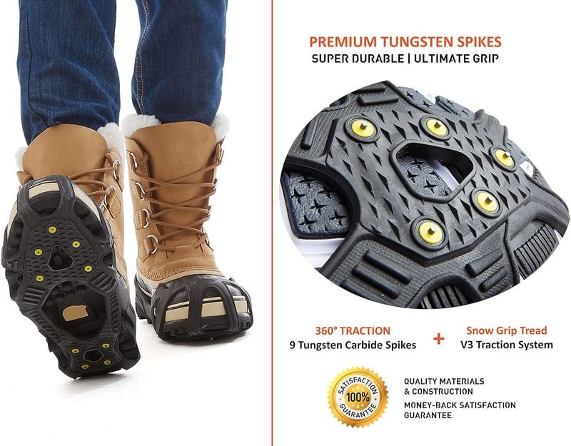 Ice Cleats for Shoes & Boots - Non-Slip Tungsten Crampons