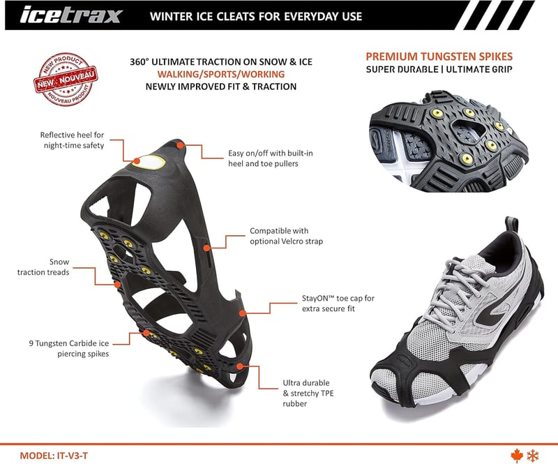 Ice Cleats for Shoes & Boots - Non-Slip Tungsten Crampons