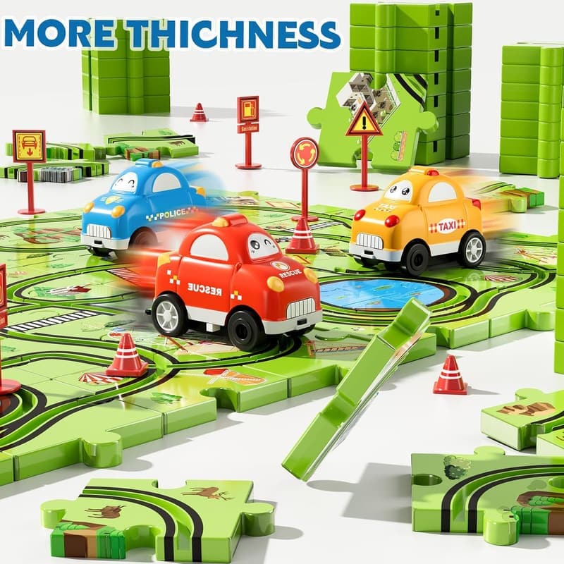 Race Track Car Puzzle Set for Kids Ages 3-6 - 64 PCS