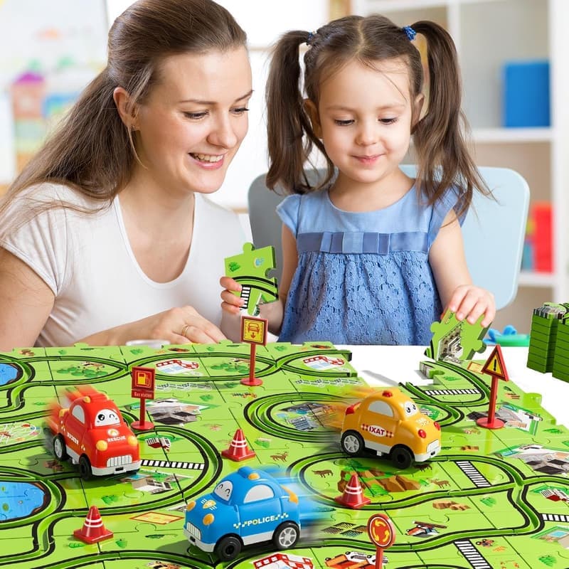 Race Track Car Puzzle Set for Kids Ages 3-6 - 64 PCS