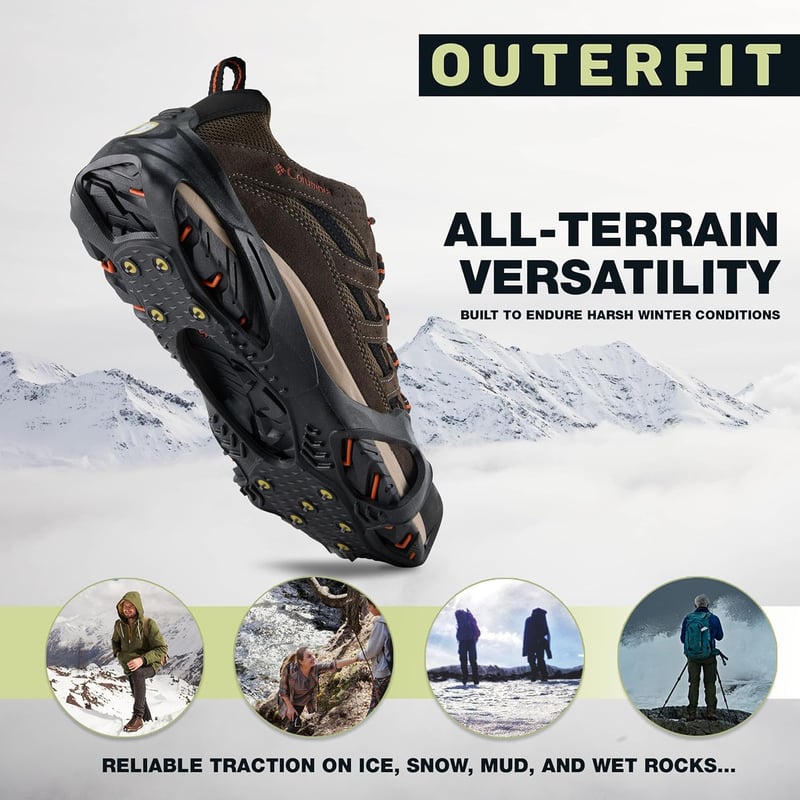 Non-Slip Snow Cleats with Tungsten Steel Spikes for Hiking