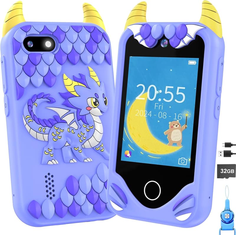 Kids' Smartphone Toy for Ages 3-6 - Touchscreen, Dual Cameras, 32GB