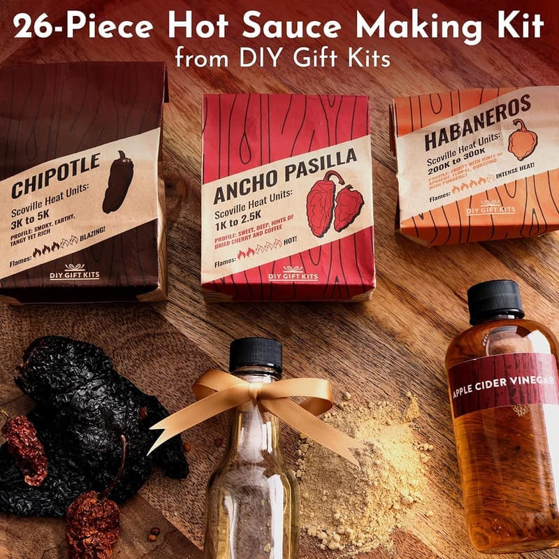 Hot Sauce Making Kit - DIY Cooking Gift for Men (26 Pcs Set)